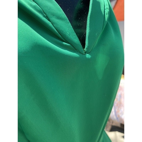 Vtg 50s Bubble Hem Cupcake Cocktail Dress Emerald Red Rose Accents Size 0 2 Prom - Picture 3 of 12